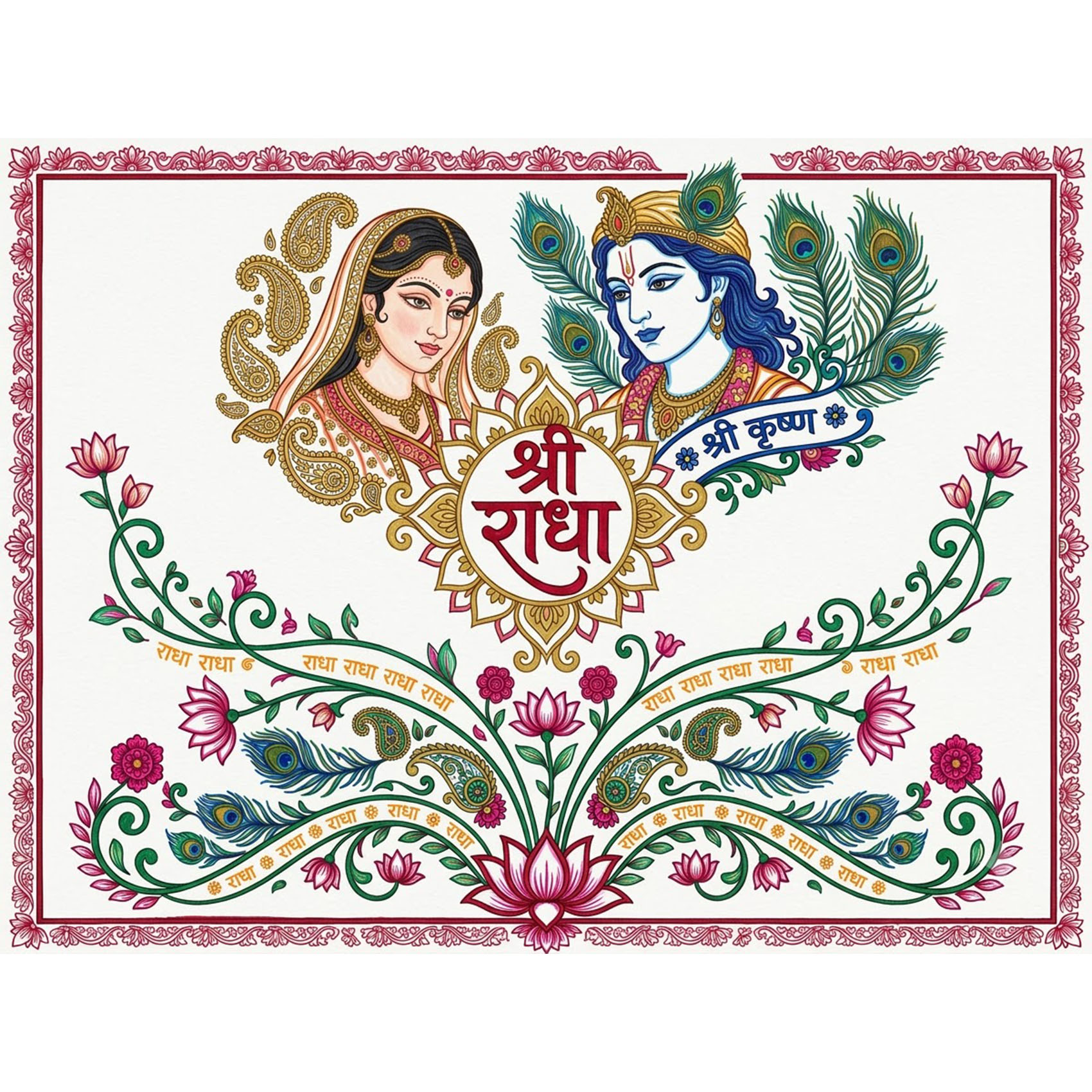 Shree Radha Krishna lotus DIY Backdrop thumbnail 2